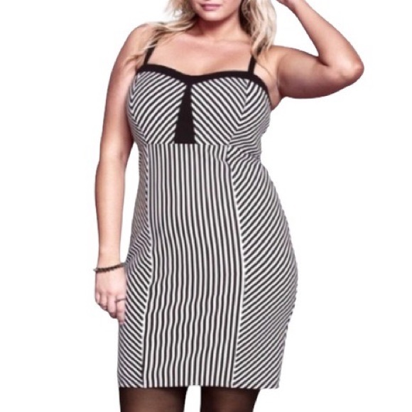 torrid Dresses & Skirts - Torrid 24 Black and White Stripe Bodycon Dress